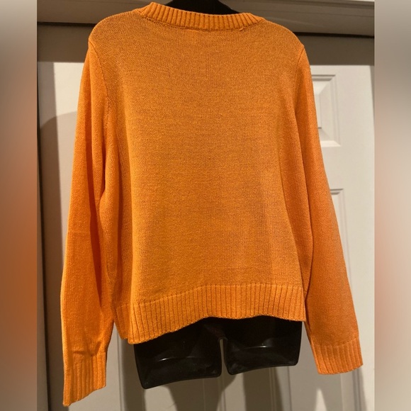 H & M Divided~Bright Orange~Acrylic~Knit~Scoop Neck~Pullover~Sweater~Size L - Picture 9 of 11